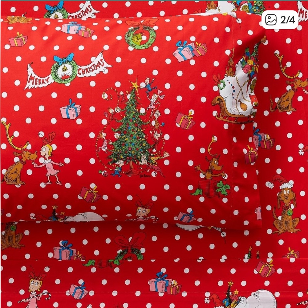 Pottery Barn Teen Dr. Suess Grinch Sheets Size Full